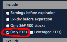 Only ETFs checkbox