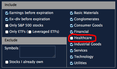 remove healthcare stocks